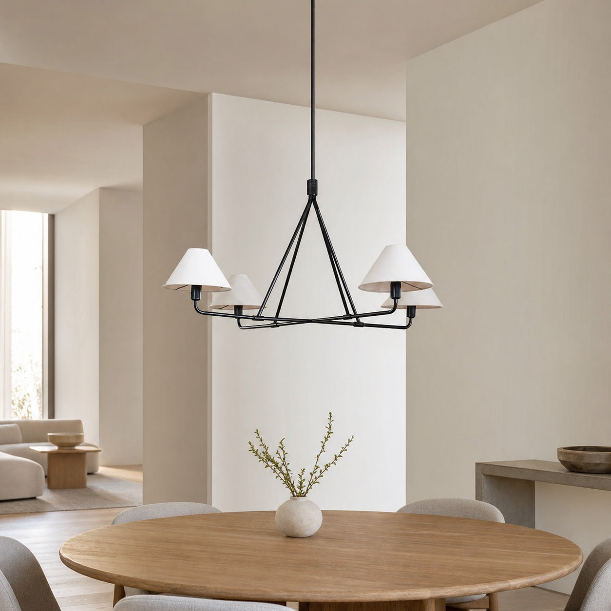 Diora Pendant Light -  Modern Metal Fixture with Linen Shades