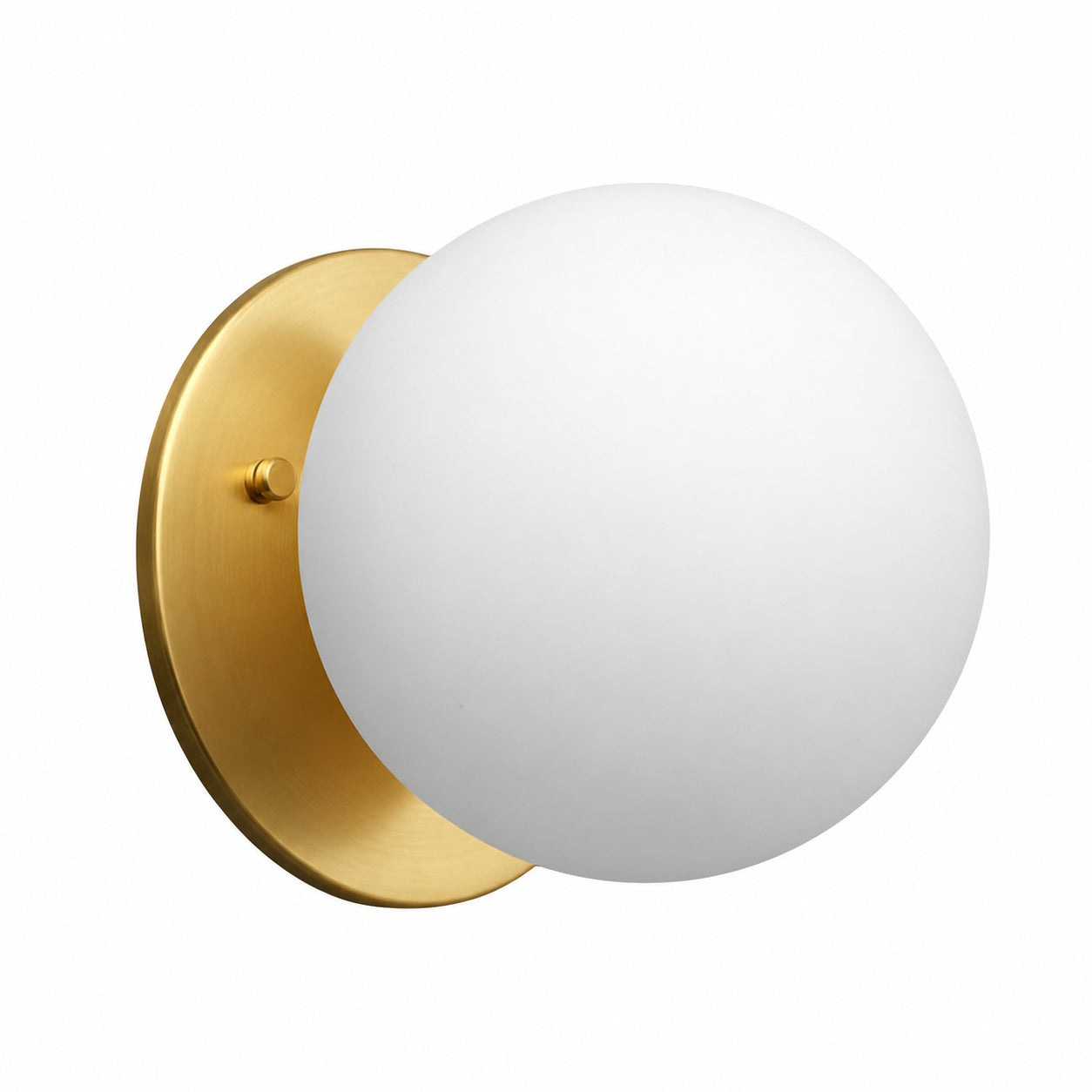 Glorica Glass Brass Wall Sconce - Frosted Globe Classic Light For Warm Ambiance
