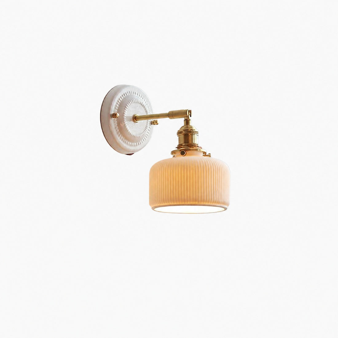 Vintage Japanese Ceramic Brass 1-Light Wall Sconce Lamp