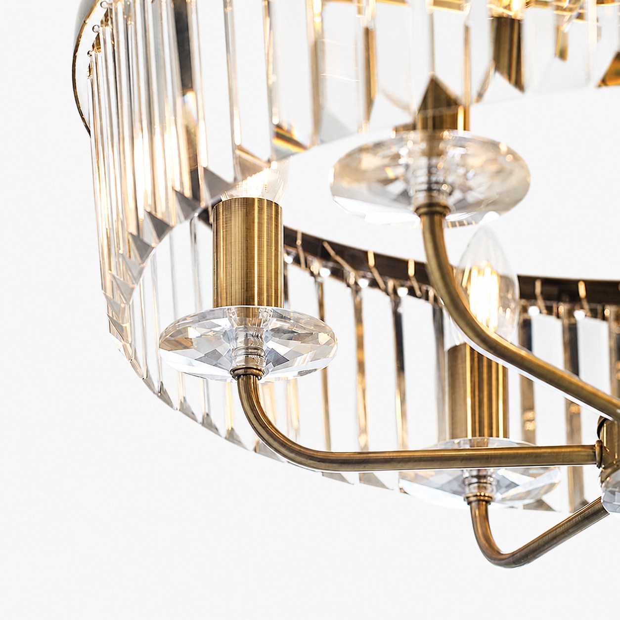 Beveline 6 Light Round Pendant - Cut Glass Shades Elegant Metal Frame for Dining Kitchen Island