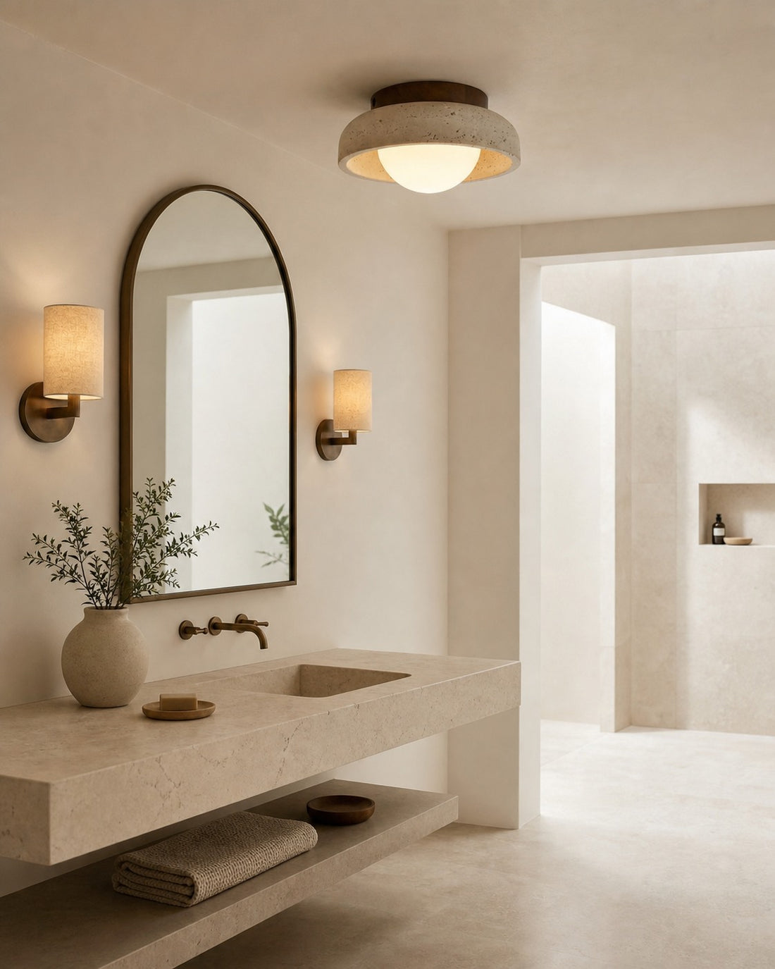 Piedra Travertine Ceiling Lamp