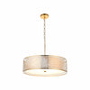 Liorin Geometric Pendant Lamp – Modern Fretwork Metal and Fabric Shade Pendant for Interiors