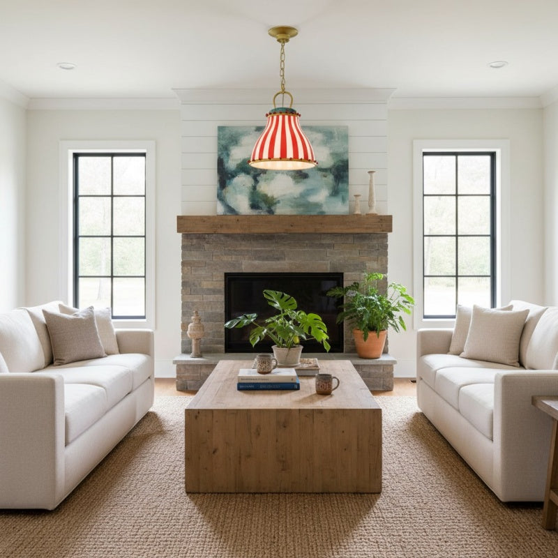 Festilo Glass Pendant Light - Playful Striped Design Hanging Lamp in Decorative Style for Kitchen and Dining