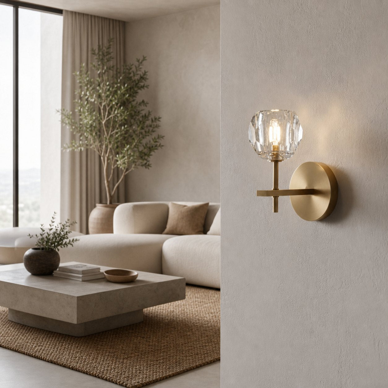 Luxury Crystal Wall Sconce - Brass Frame Modern Wall Light