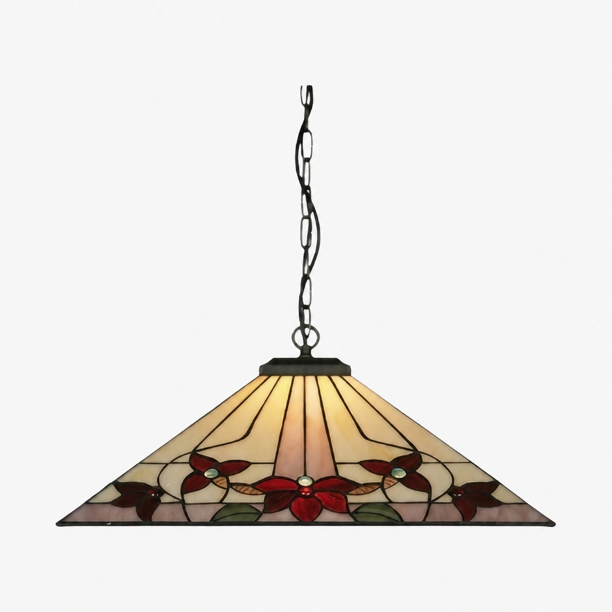 TF Camillo Classic Patterned Pendant Light – Stained Glass Lamp for Bedroom or Hallway