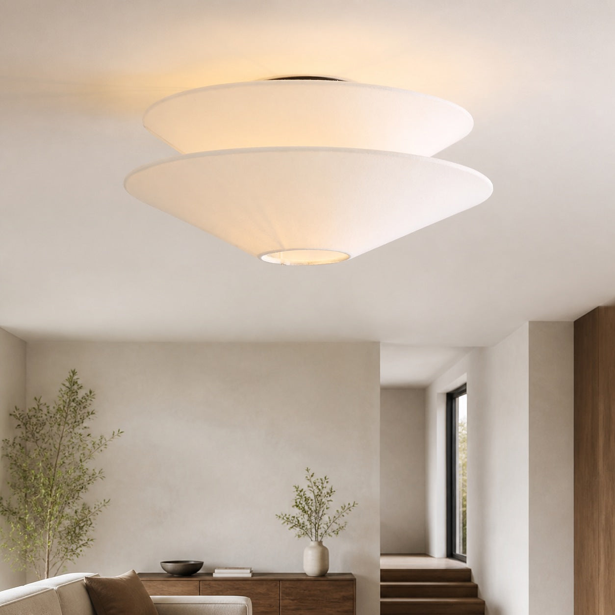 Solivara Flushmount Recessed Milky White Glass Simple Ceiling Lamp