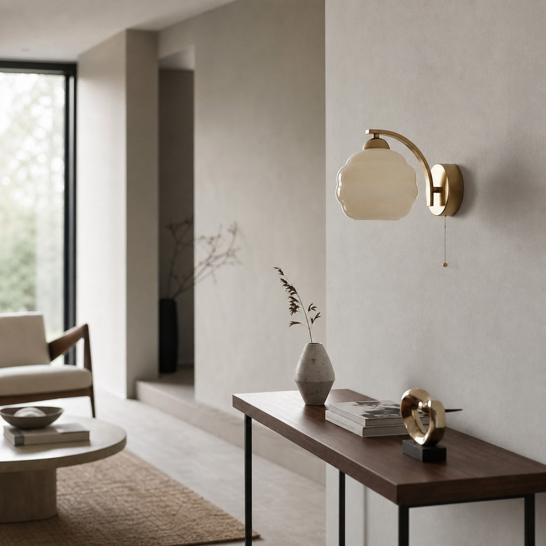Curvona Bauhaus Milk Glass Wall Sconce - Minimalist Decor Upgrade