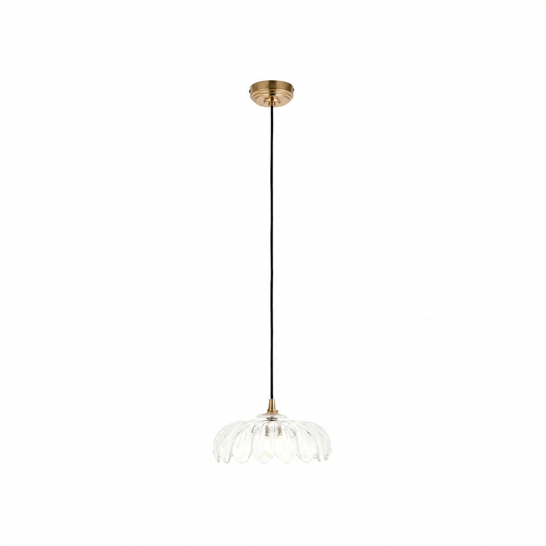 Floriaxis Floral Glass Pendant Light — Floral Glass Shade with Braided Cable for Kitchen or Dining