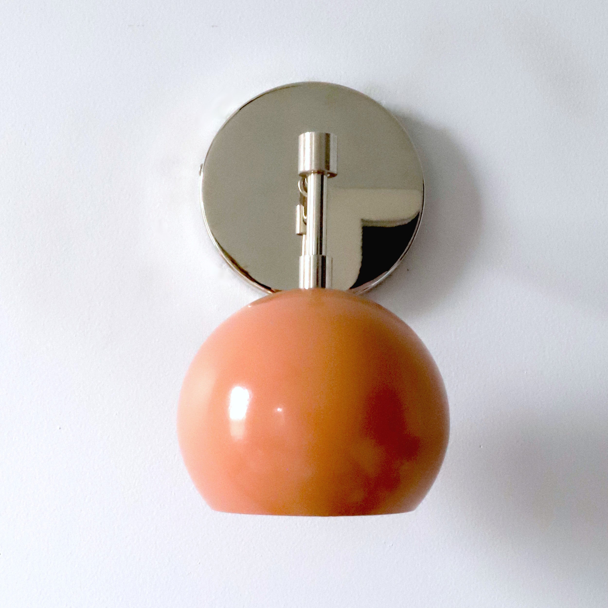Mid Century Flame Orange Globe Wall Sconce - Modern Brass Or Chrome Light