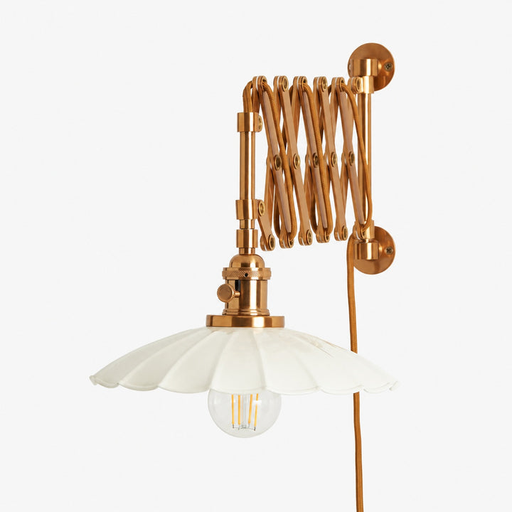 Furium Scalloped Accordian Plug-In Sconce - Brass Wall Light Elegance