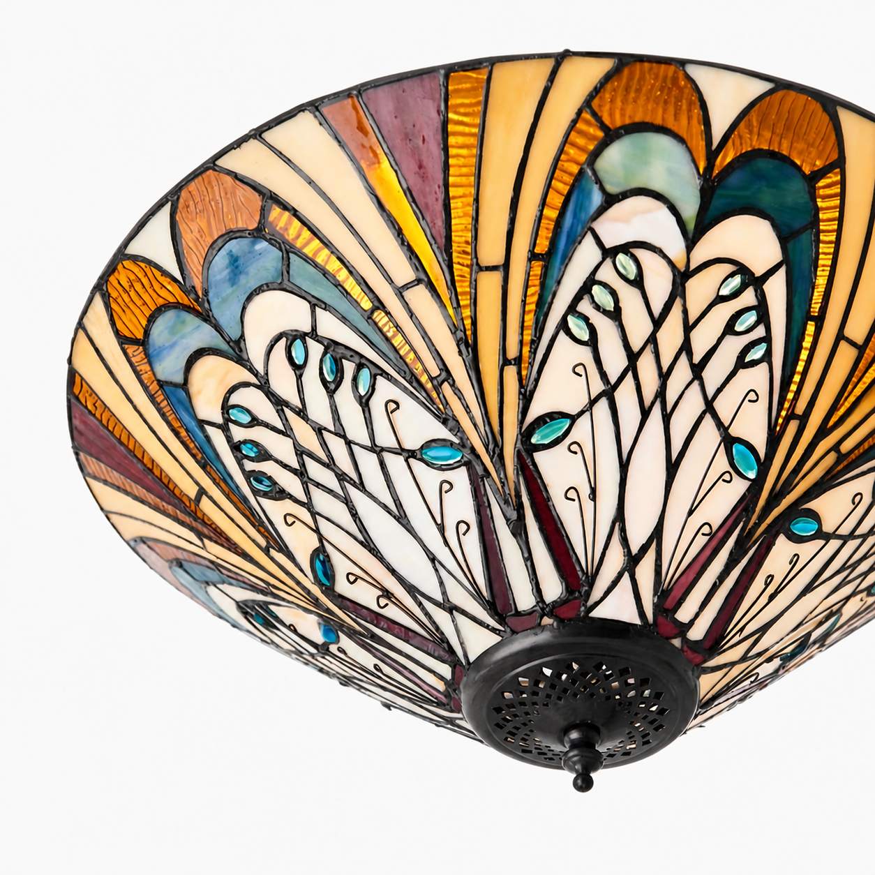 TF Hector Ceiling Light – Handcrafted Stained Glass Design Semi‑Flush or Pendant Fixture for Home