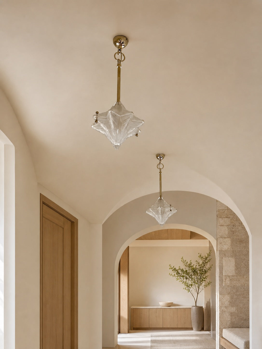 Art Deco Astris Elara Star Pendant Light – Frosted Glass Pendant with Geometric Style