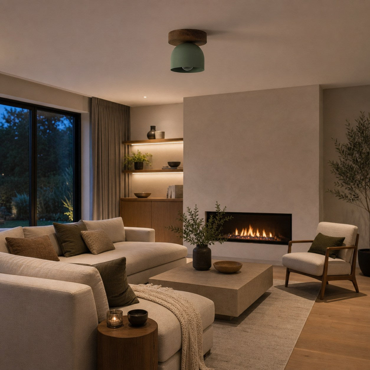 Metio Dome Modern Rustic Ceiling Light - Wooden and Metal Fusion