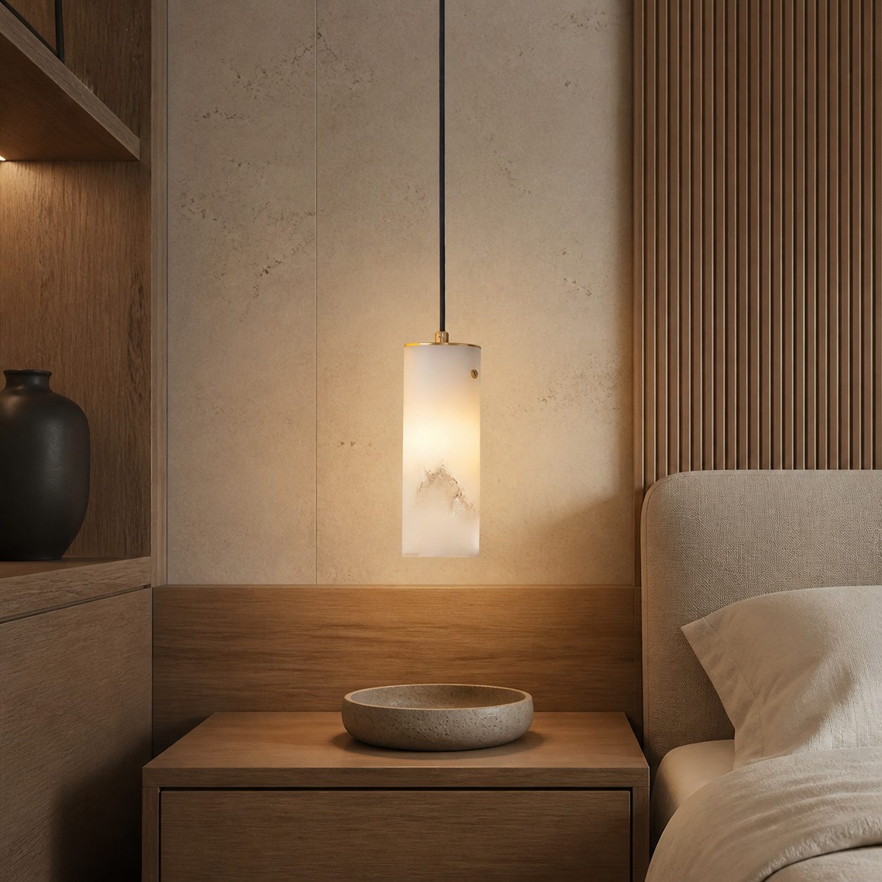 Nula Vertical Alabaster Pendant Light