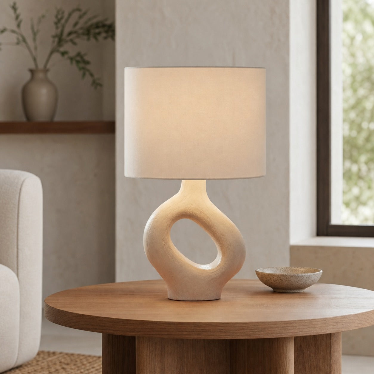 Ceruna Table Lamp with Ceramic Body and Textured Finish for Bedroom or Living Room