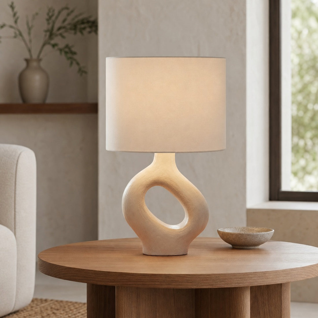 Ceruna Table Lamp with Ceramic Body and Textured Finish for Bedroom or Living Room
