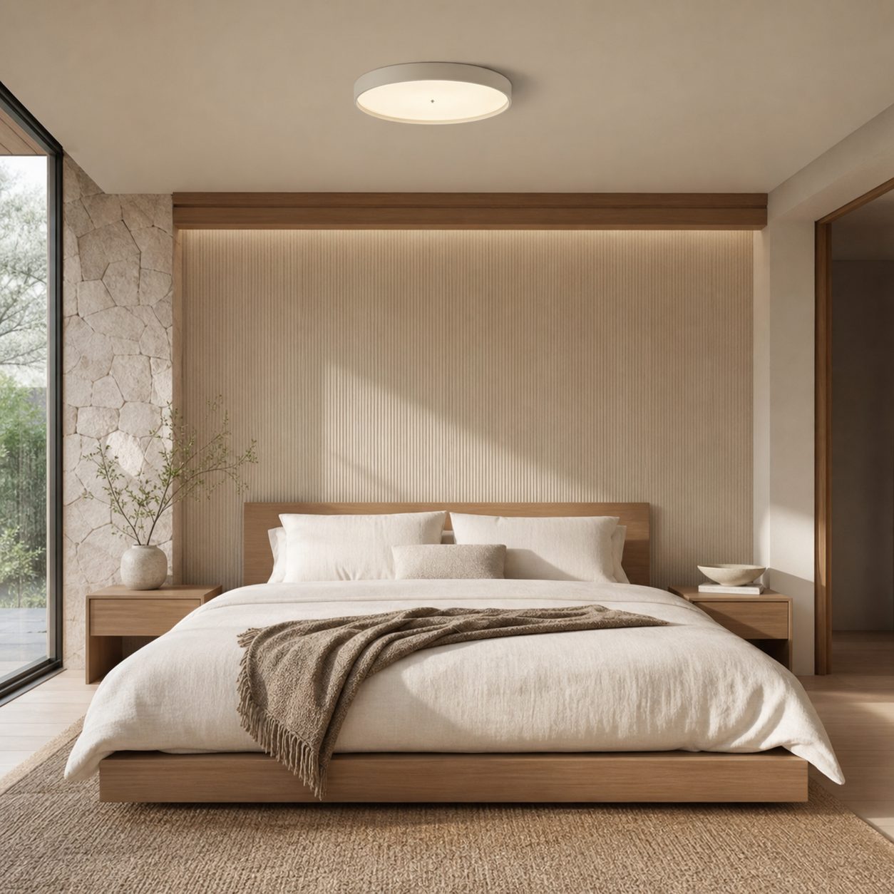Zenthoris Travertine Ceiling Light Minimalist Flush Mount – Modern Ambient Hallway Lighting