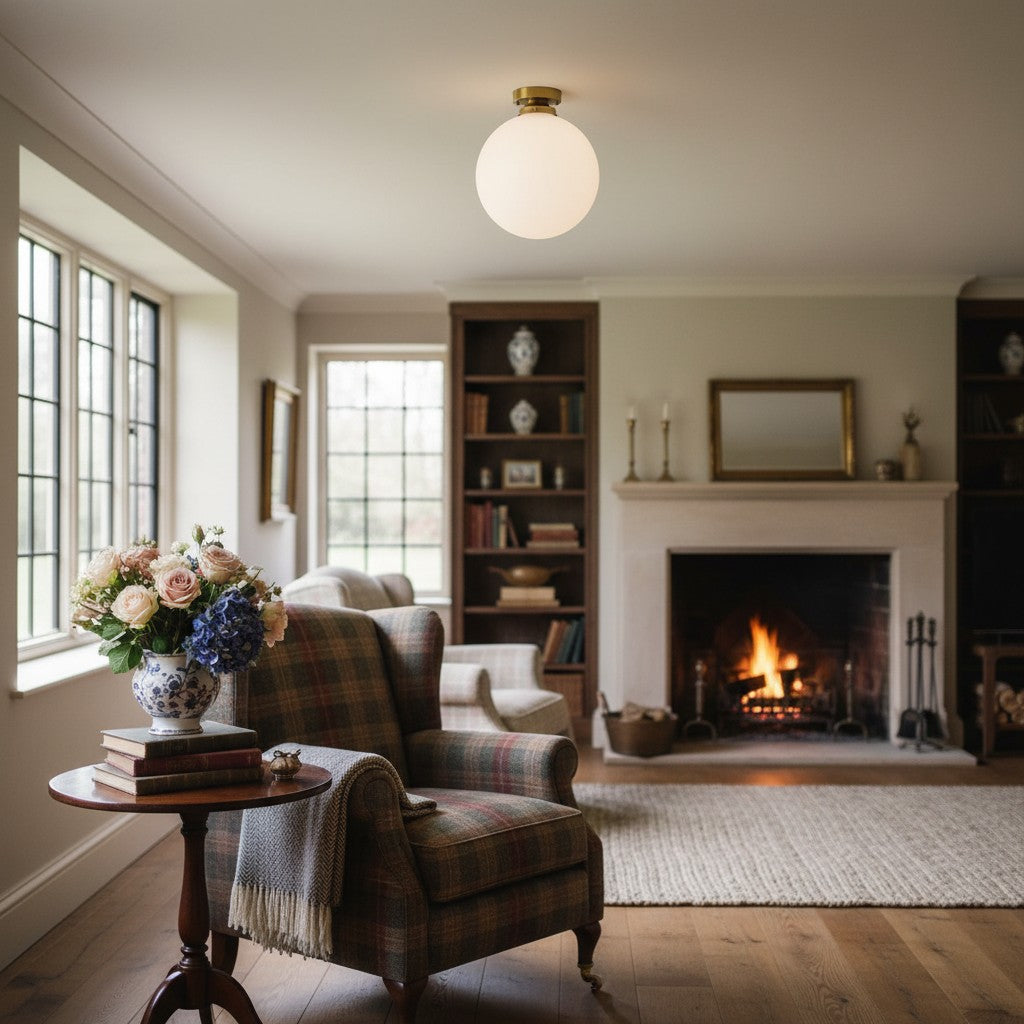 Glorica Glass 12 Inch Globe Ceiling Light - Frosted Glass Art Deco Pendant And Flush Mount