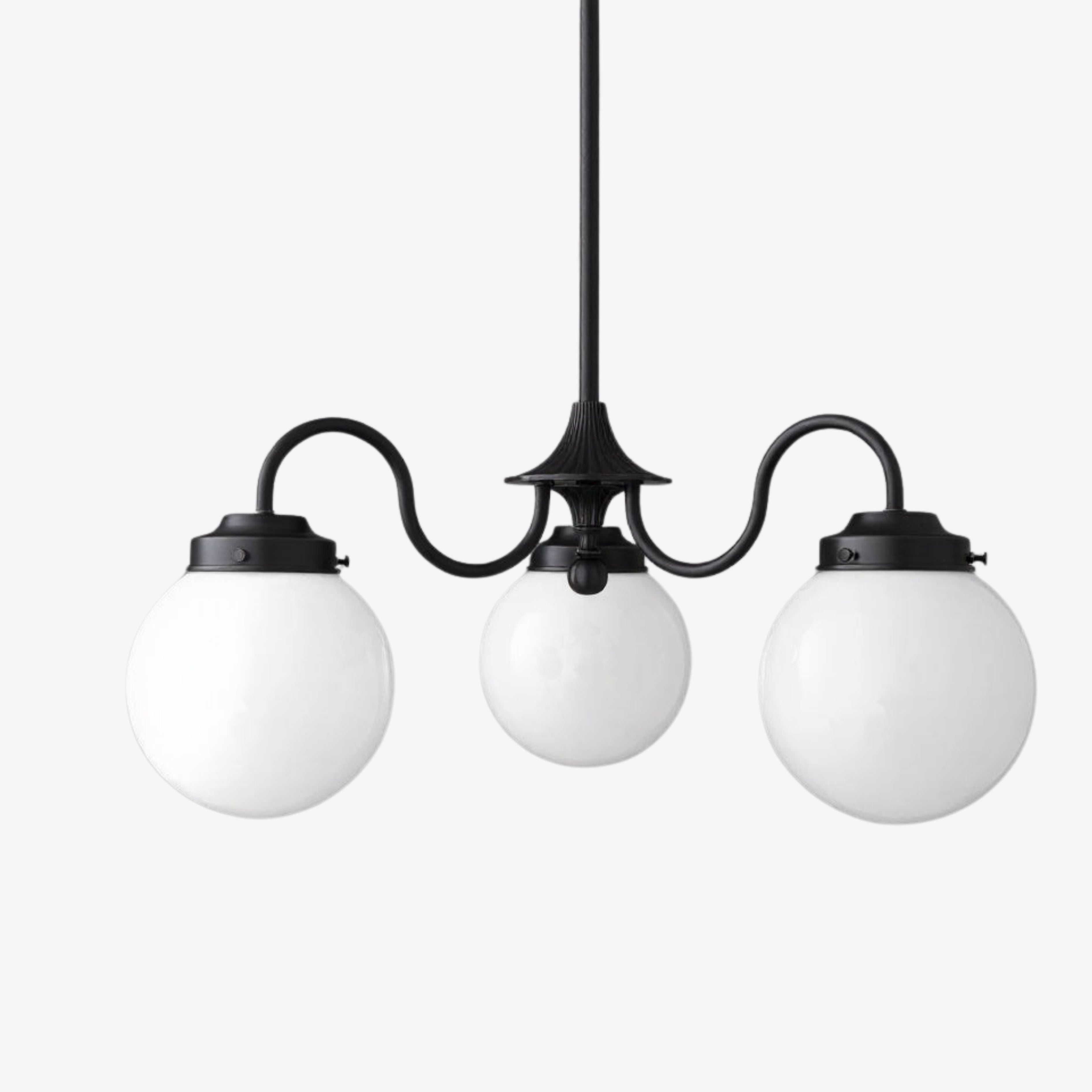 Glorica Glass Vintage Globe Chandelier - Brass 3-Light Frosted Glass Hanging Fixture