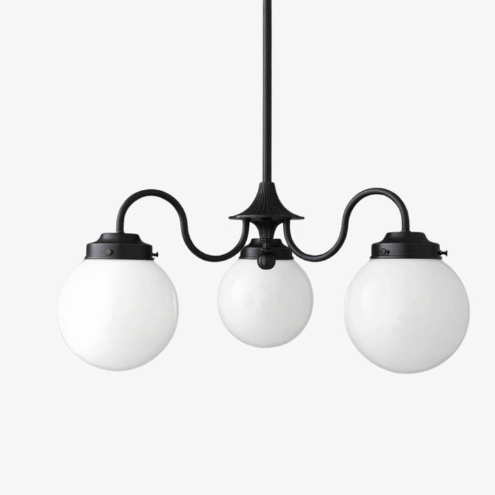 Glorica Glass Vintage Globe Chandelier - Brass 3-Light Frosted Glass Hanging Fixture