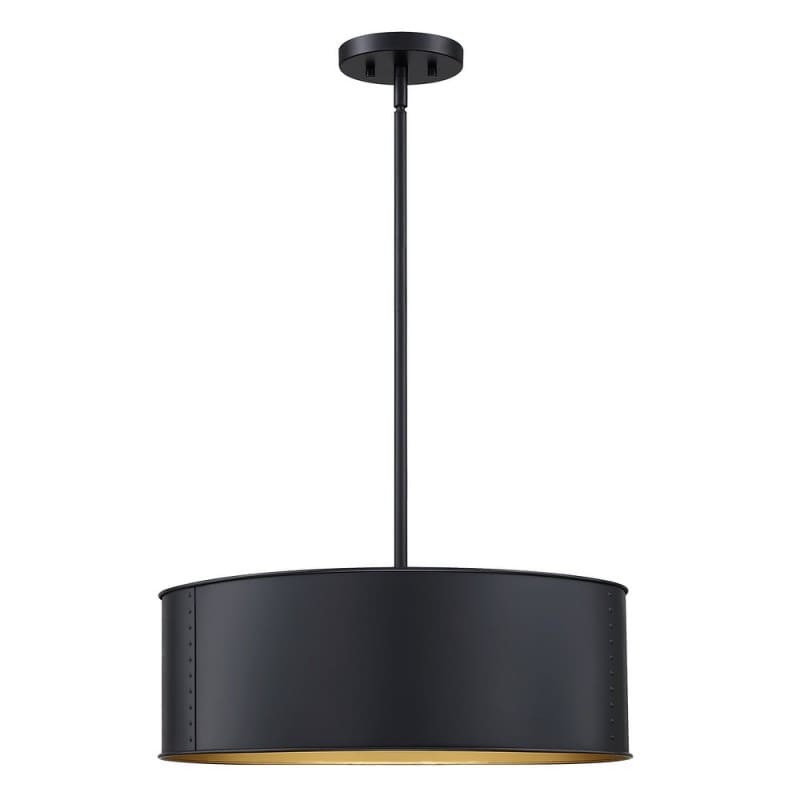 Black Metal Drum Pendant Lamp - Industrial 4 - Light Chandelier