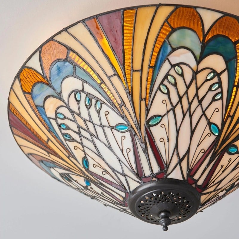 TF Hector Ceiling Light – Handcrafted Stained Glass Design Semi‑Flush or Pendant Fixture for Home