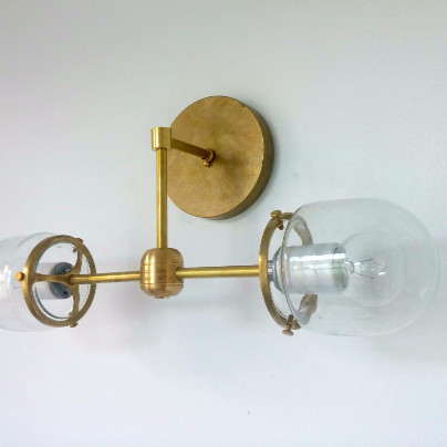 Coastal Nautical Hanging Double Glass Wall Sconce