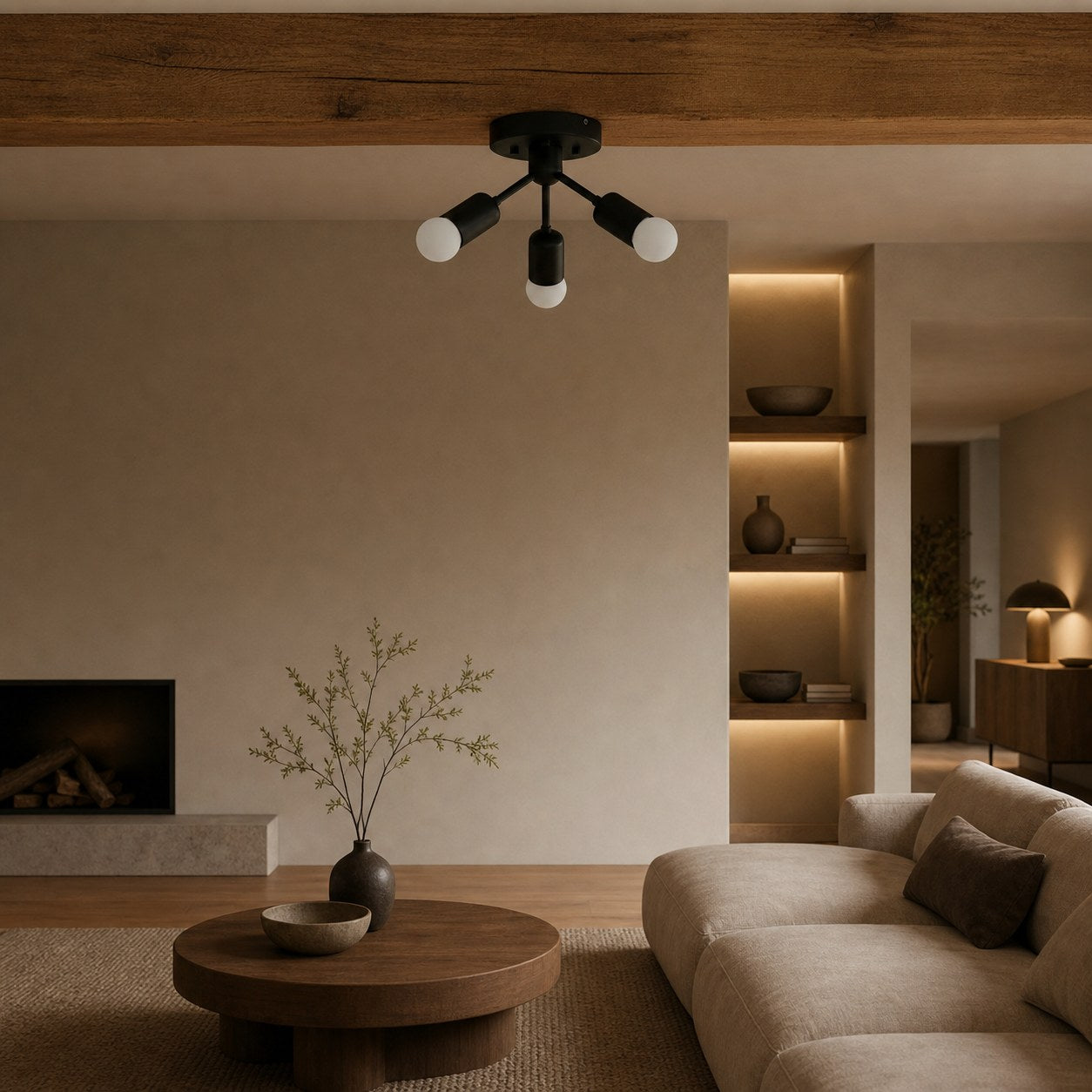 Mobilux Line Modern Brass Flush Mount - Minimalist Gold Ceiling Light for Bedroom