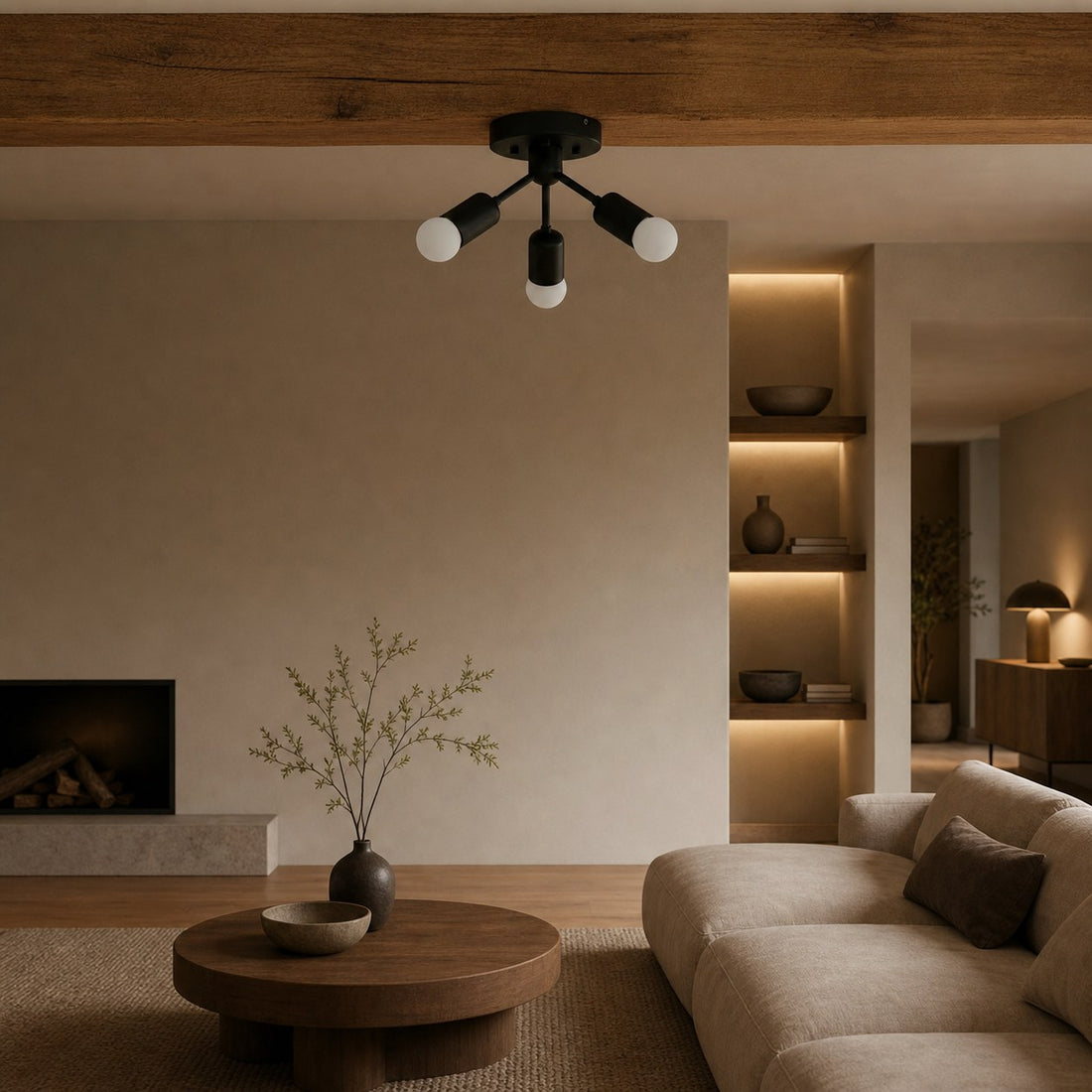 Mobilux Line Modern Brass Flush Mount - Minimalist Gold Ceiling Light for Bedroom