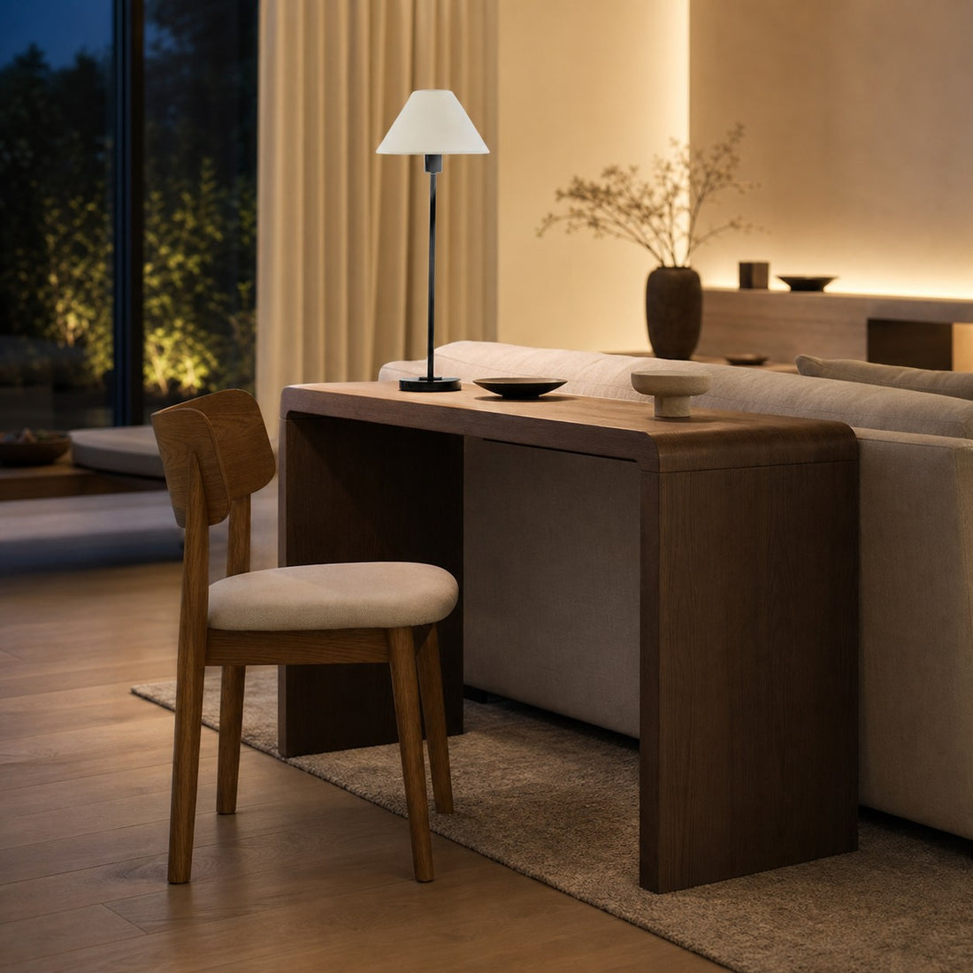 Diora Table & Floor Lamps - Linen Shade Modern Linear Style Sophisticated Accent