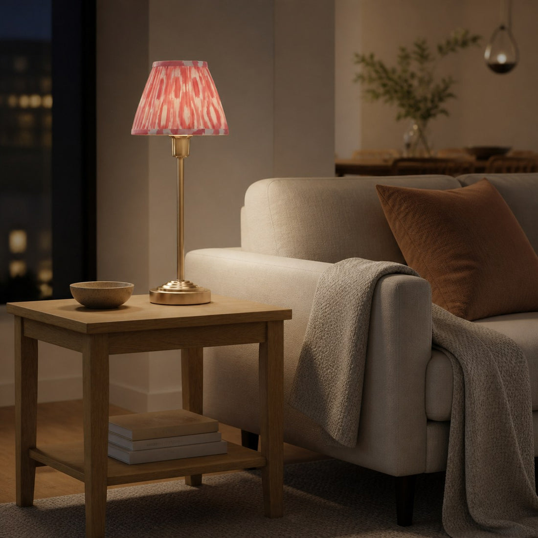 Bronzuno Patterned Fabric Table Lamp - Brass or Bronze Finish Modern-Bohemian Bedside & Living Space Light