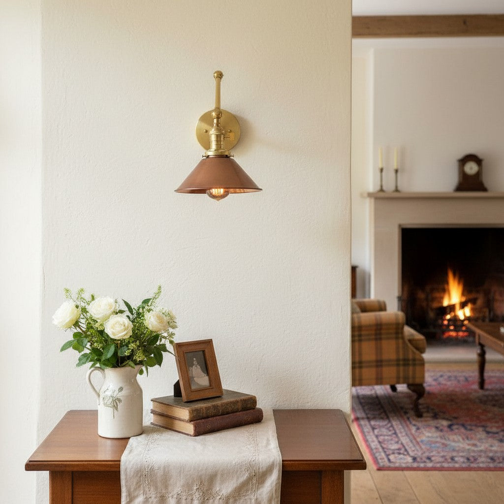 Conique Metal Industrial Farmhouse Wall Lamp – Adjustable Arm Wall Sconce for Accent Lighting