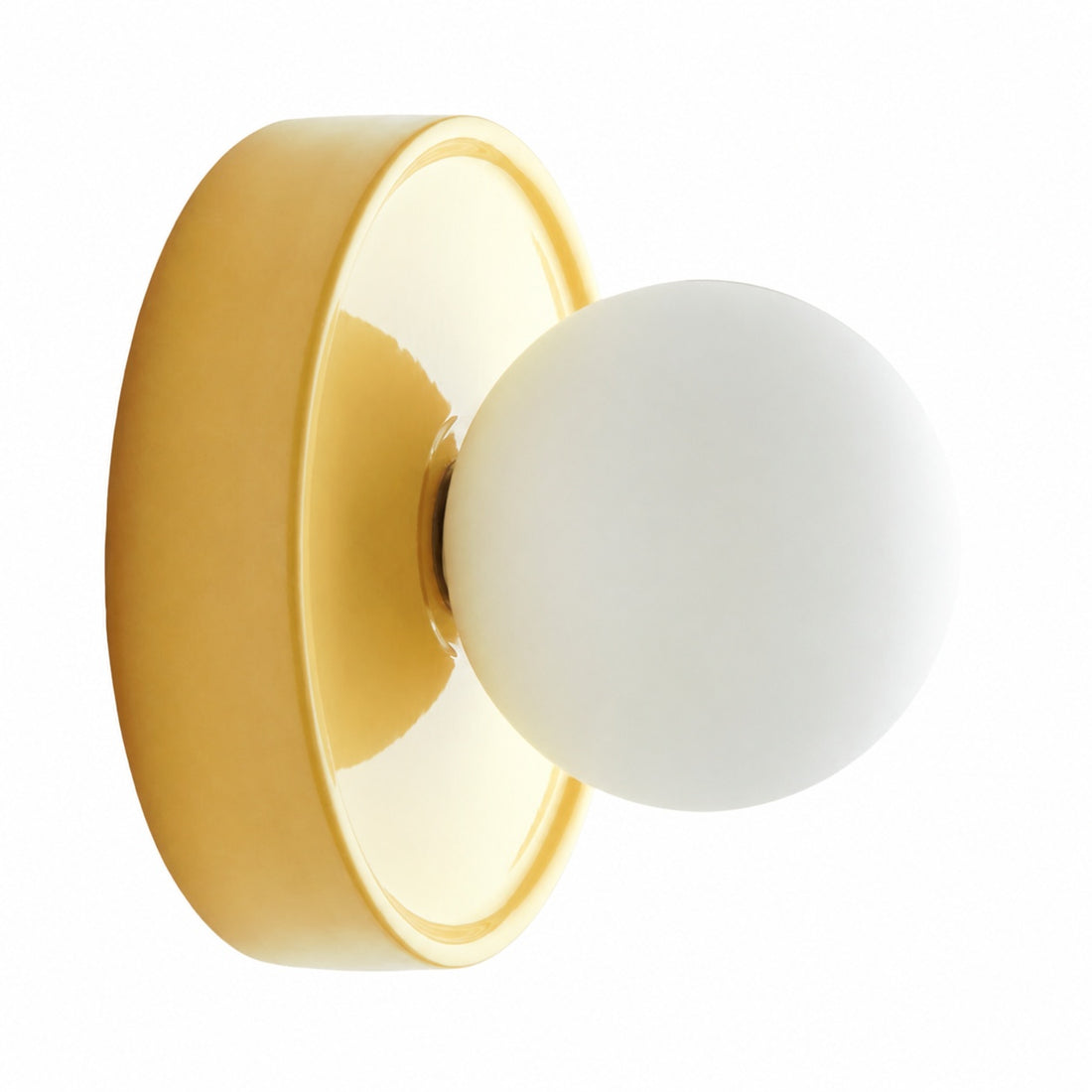Solna Round Glass Wall Sconce with Ceramic Base—Minimalist Lighting for Bedroom or Hallway