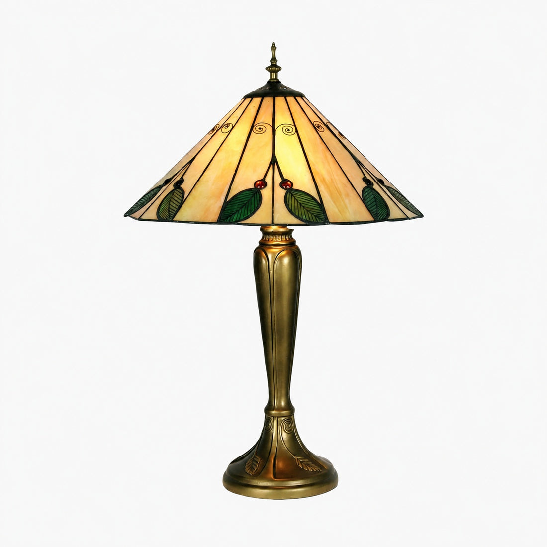 TiffStar Nature Inspired Art Glass Table Lamp - Stained Glass Leaf Pattern for Home Décor