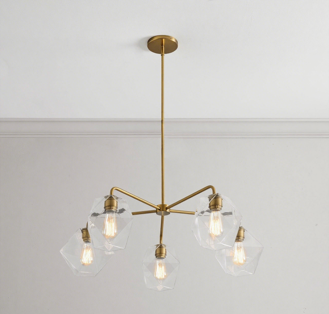 Talvior Sculptural 5-Light Chandelier - Faceted Design, Modern Finishes - Illuminate Spaces