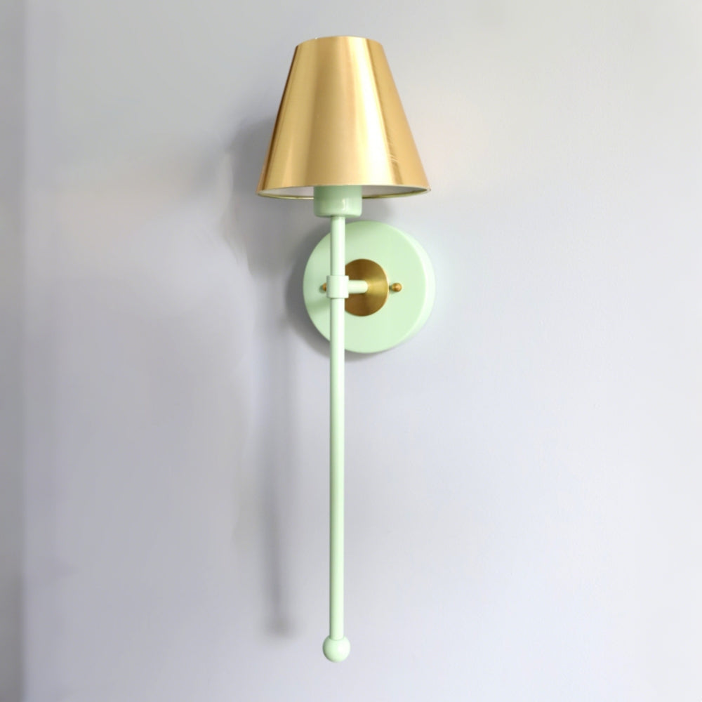 Colorful Single Light Wall Sconce - Brass Accent for Bathroom & Hallway