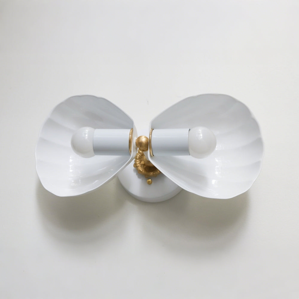 Coastal Shell Wall Light - Double Sconce with Steel and Brass Finish