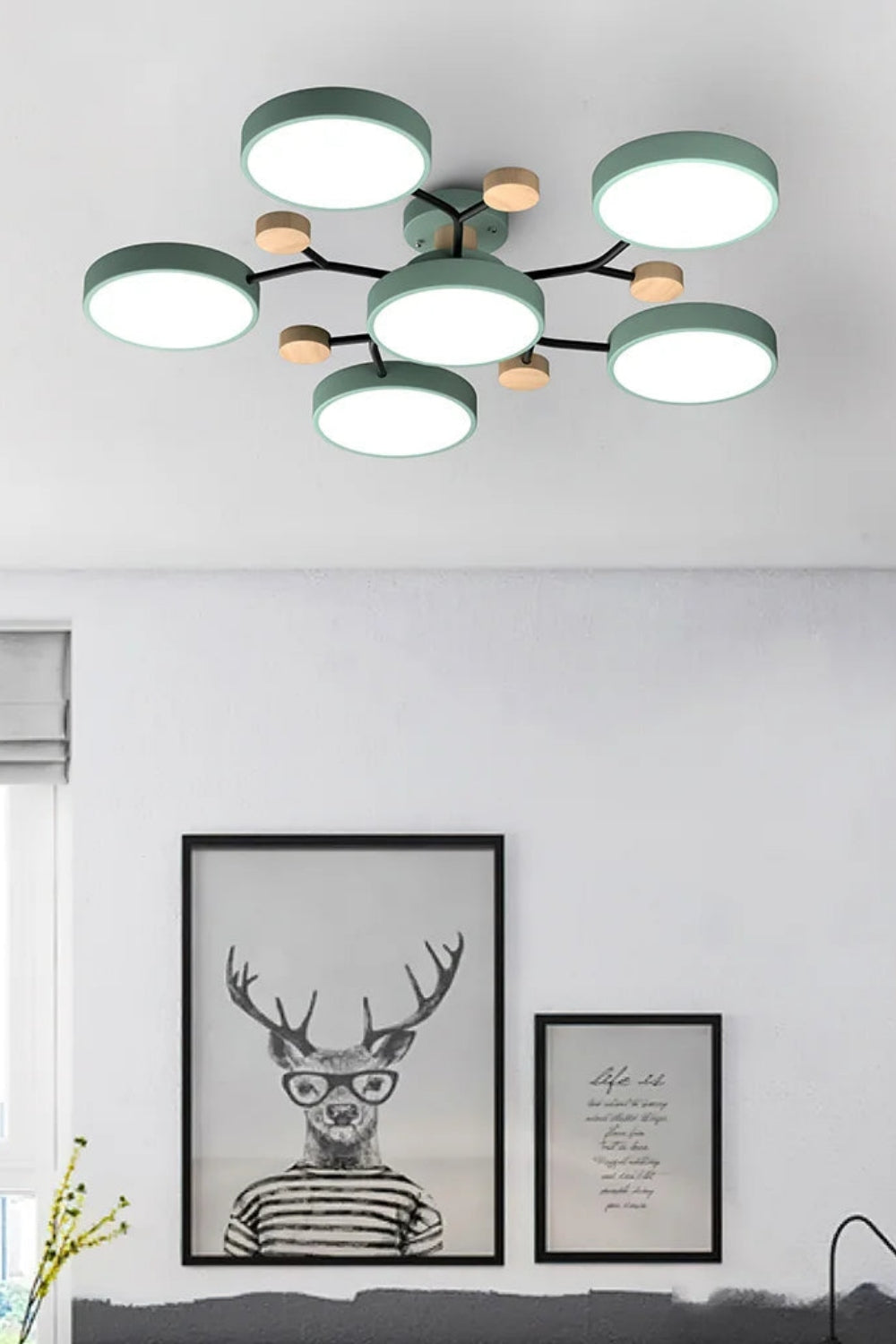 Multihead Disc Morandi Color Branch Ceiling Light