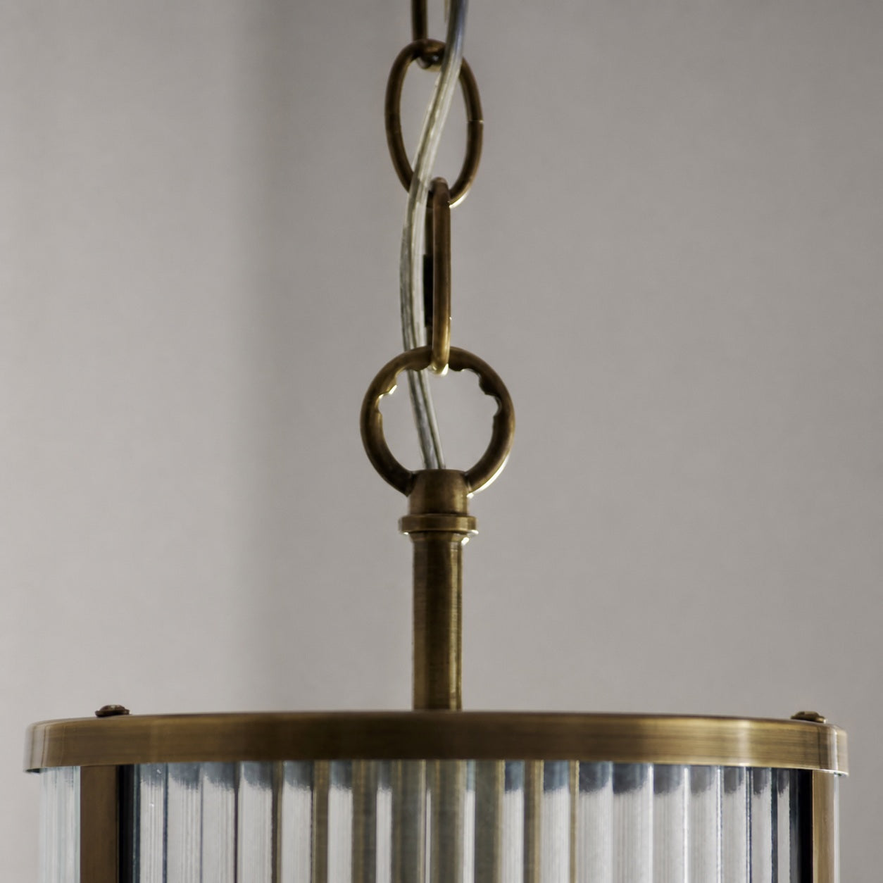RibGlow Ribbed Glass Pendant Light - Antique Style Pendant Light for Dining Room