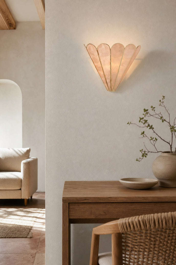 Lumica Capiz Faceted Wall Light - Brass & Iron Sconce in Gold Finish