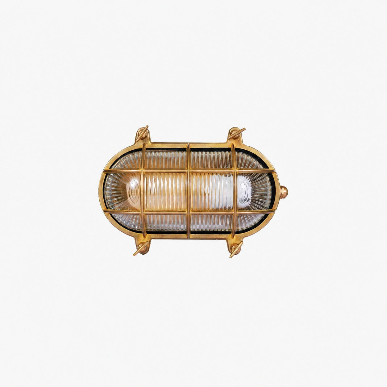 Ivoran Bulkhead Wall Sconce - Brass Caged Glass Vintage Industrial Light for Outdoor and Bathroom