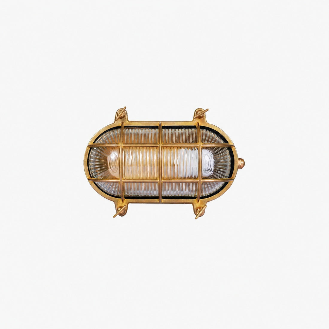 Ivoran Bulkhead Wall Sconce - Brass Caged Glass Vintage Industrial Light for Outdoor and Bathroom