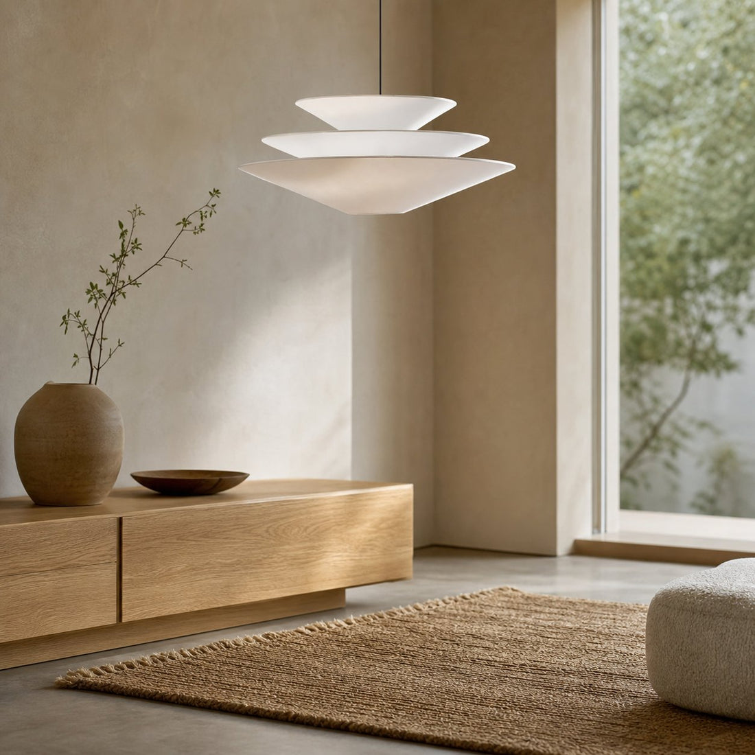 Solivara Pendant – Linen Pendant Light – Layered Shade