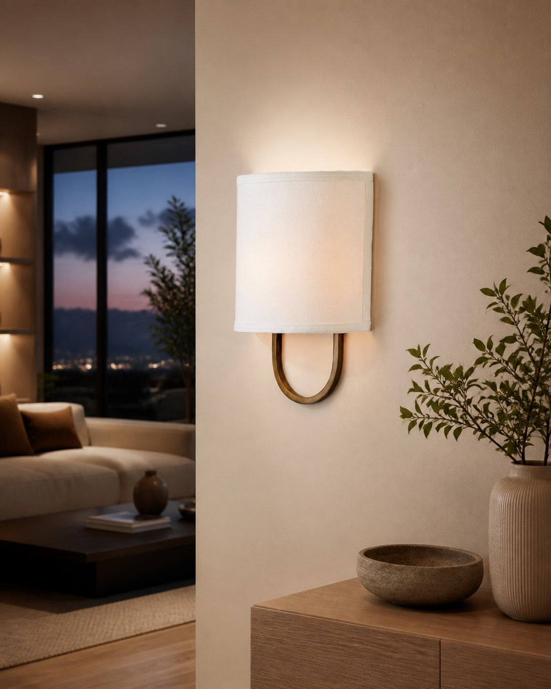 Nolvara Elegant Wall Light Featuring Soft Shade and Metal Arm