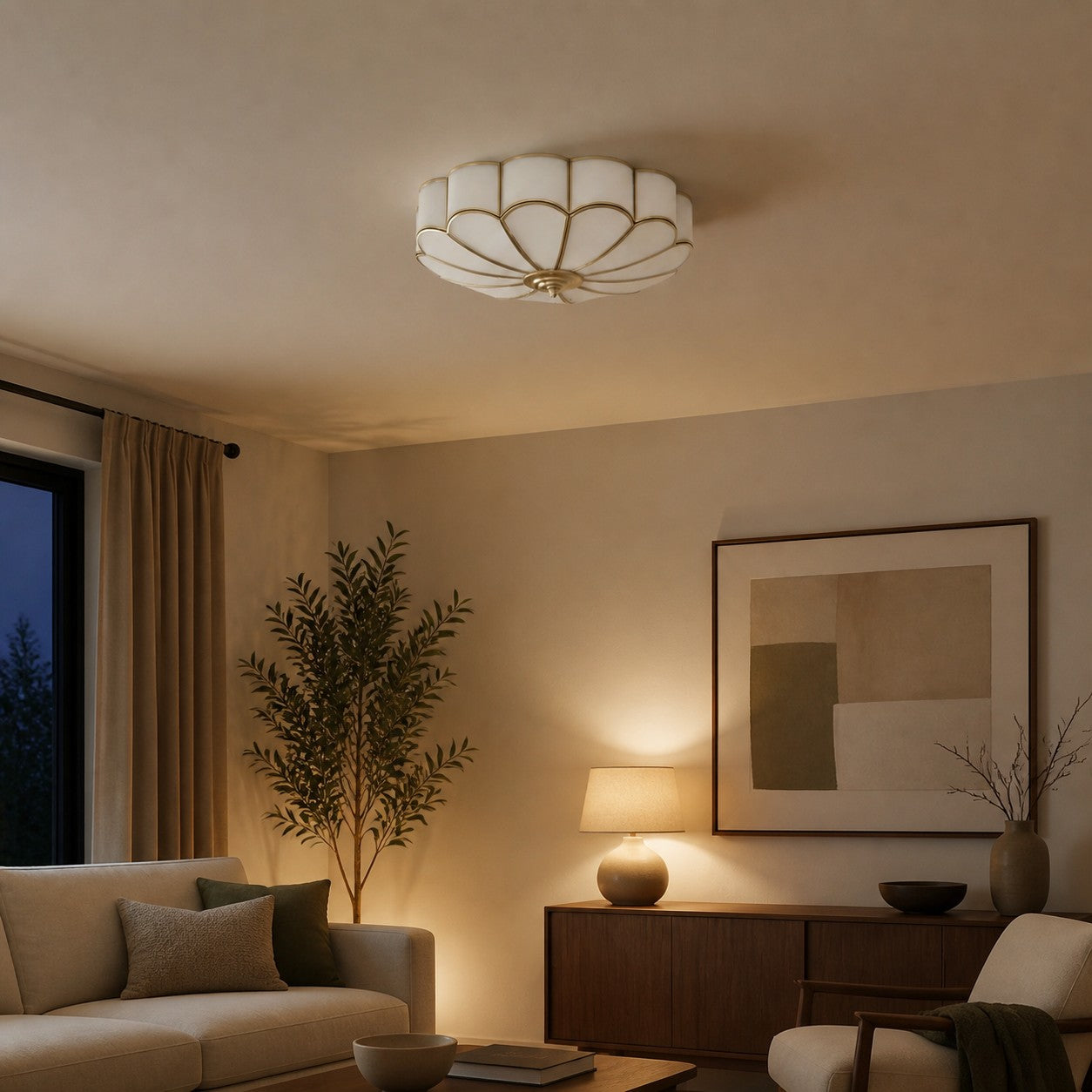 Silunavo Modern Ceiling Lamp with Floral Inspired Design for Living Room Statement