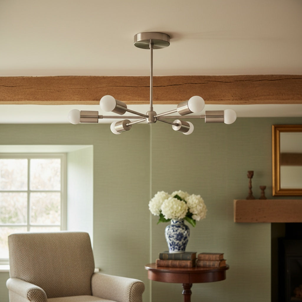 Lumen Radial-Arm Geometric Lamp – Modern Ceiling Lighting for Foyer or Office