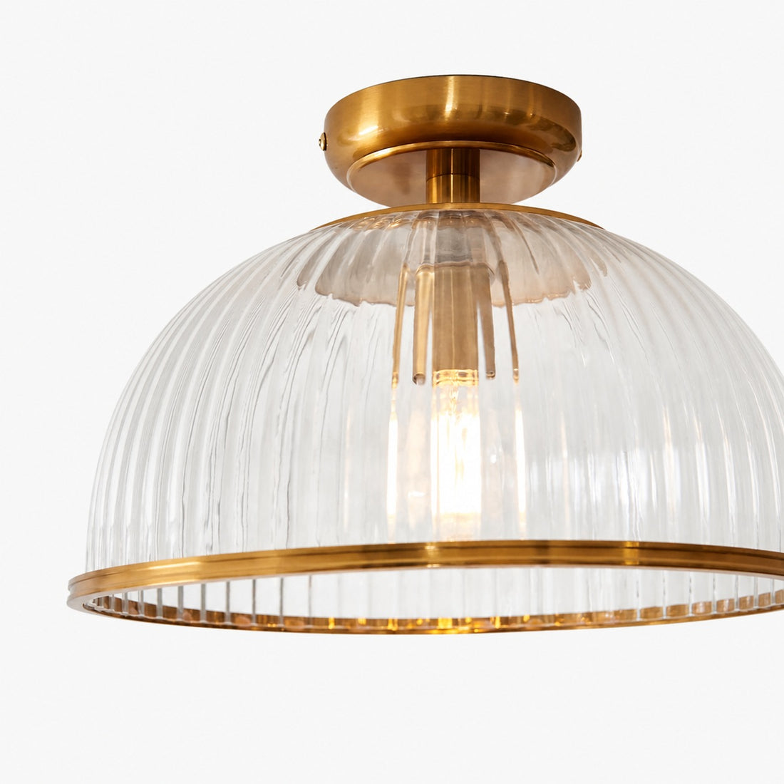 Luntra Ribbed Glass Uplighter Flush – Elegant Ceiling Light for Hallways and Bedrooms