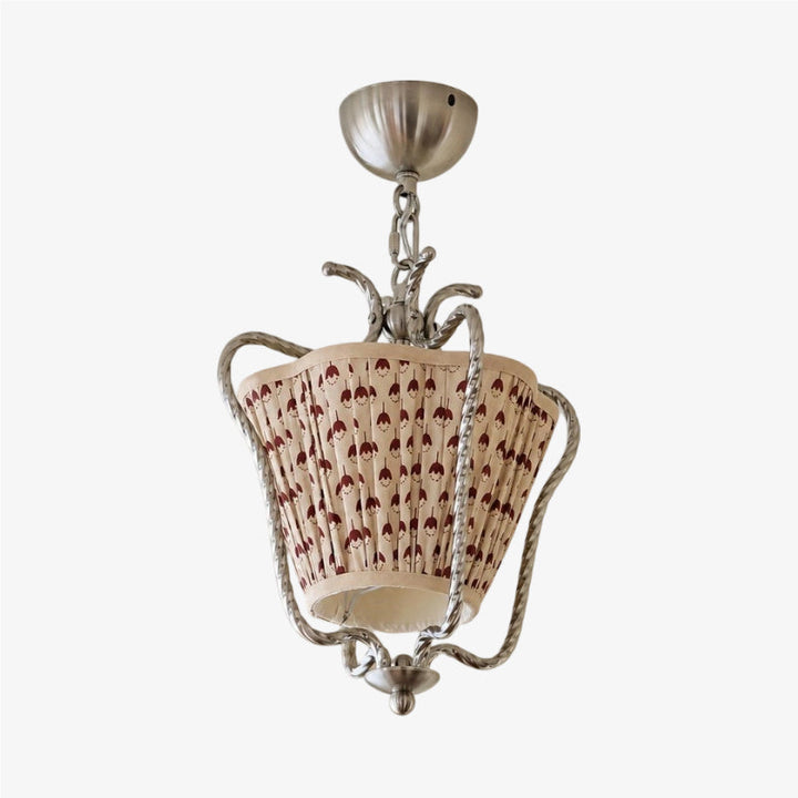Solmire Floral Fabric Pendant Light - Pleated Cottage Ceiling Lamp for Dining Room or Kitchen Island