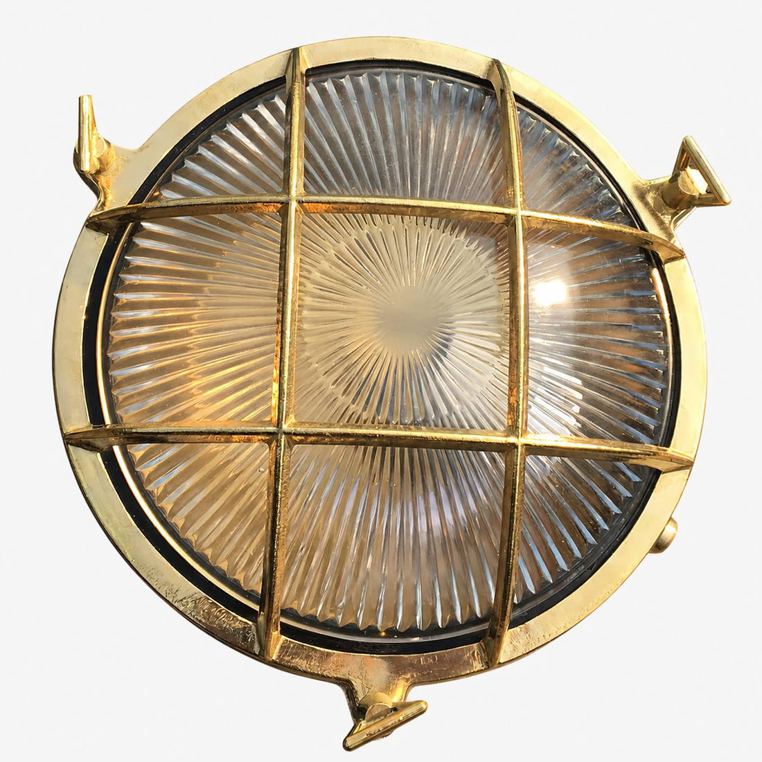 Ivoran Bulkhead Wall Sconce - Brass Caged Glass Vintage Industrial Light for Outdoor and Bathroom