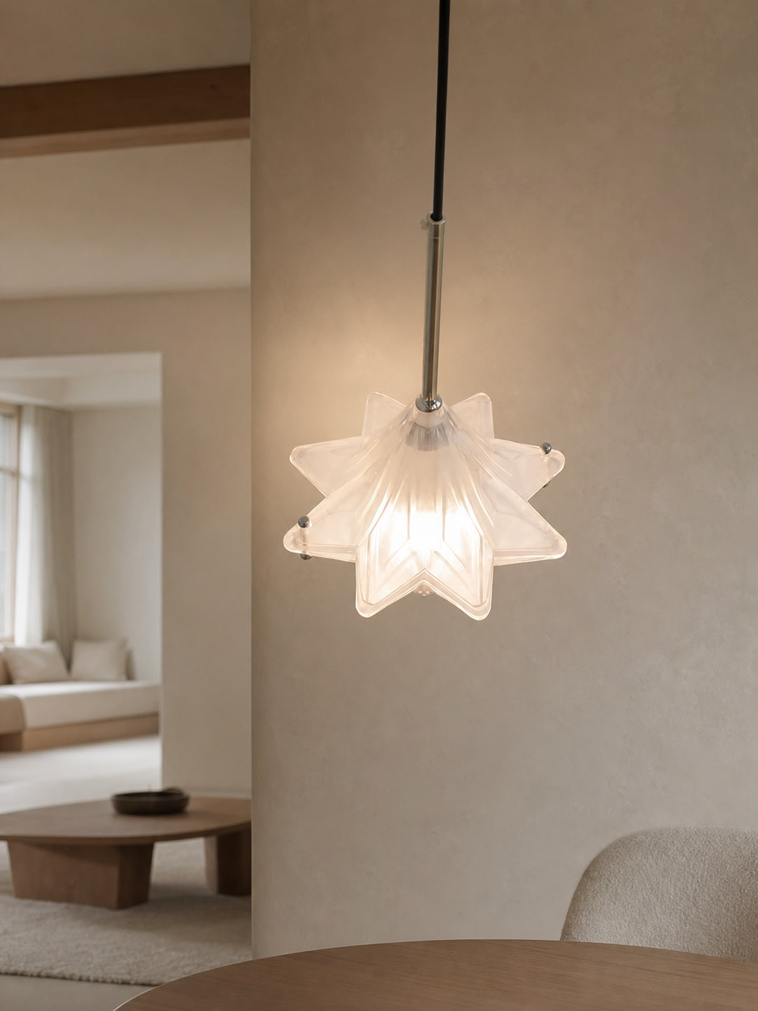 Art Deco Astris Elara Star Pendant Light – Frosted Glass Pendant with Geometric Style